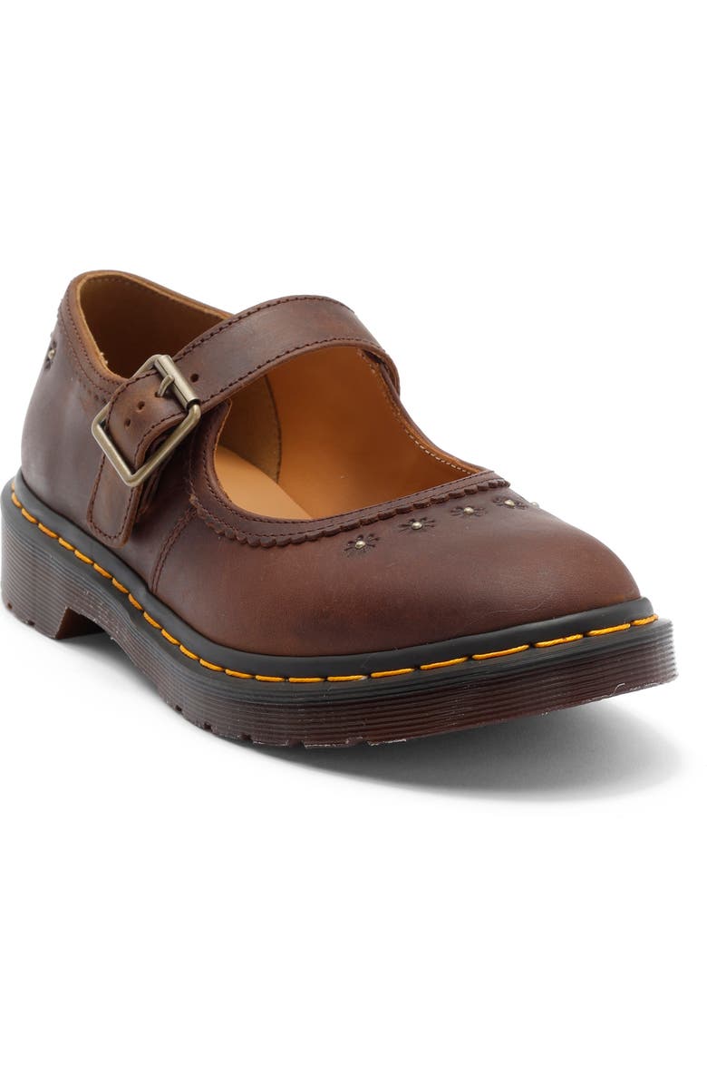 Dr. Martens Flower Mary Jane Flat, Main, color, Dark Brown