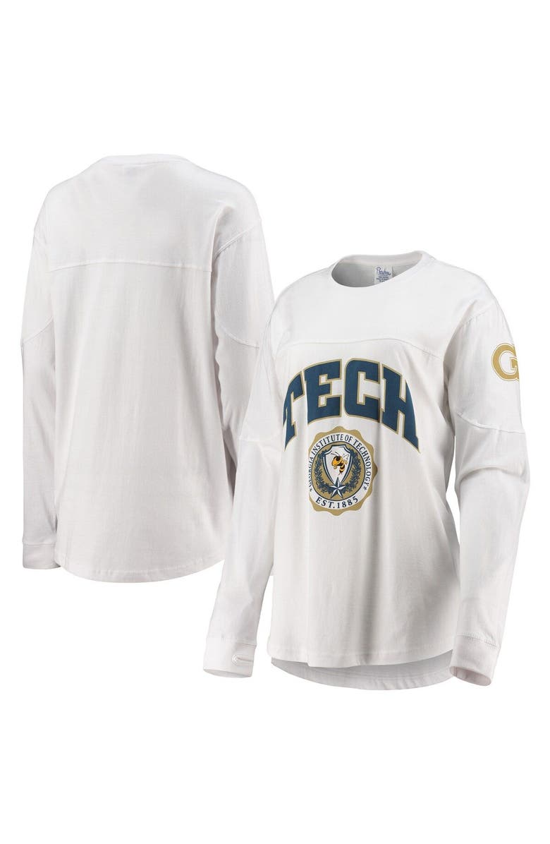 PRESSBOX Women's Pressbox White Georgia Tech Yellow Jackets Edith Long Sleeve T-Shirt, Main, color, 