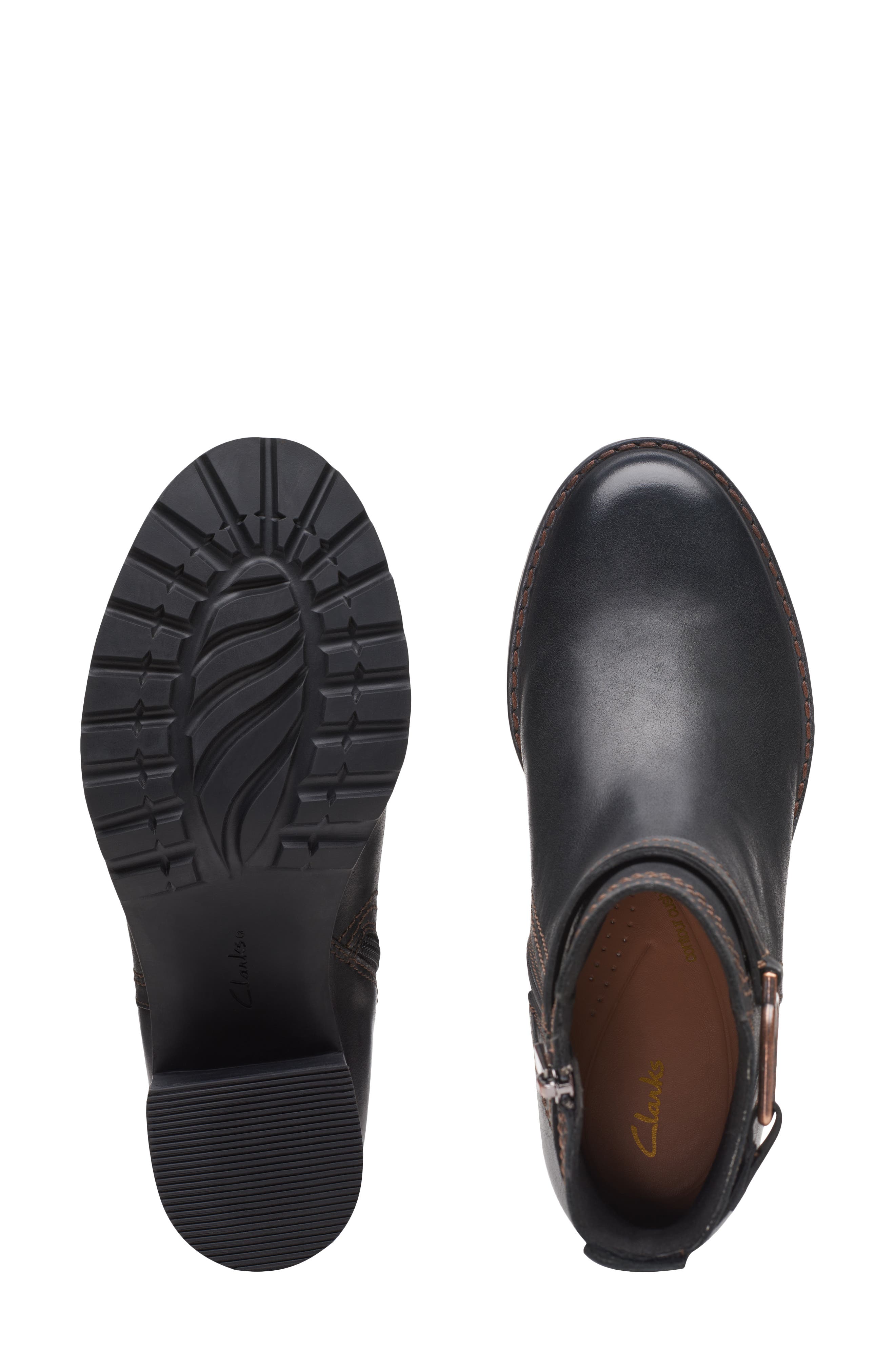 Clarks<sup>®</sup> Leda Strap Bootie, Alternate, color, Black Leat