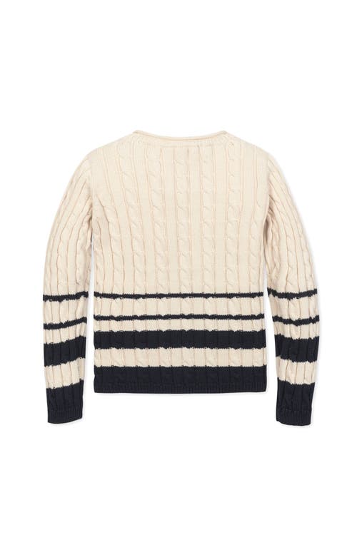 Hope & Henry Kids' Organic Roll Neck Cable Sweater In Neutral