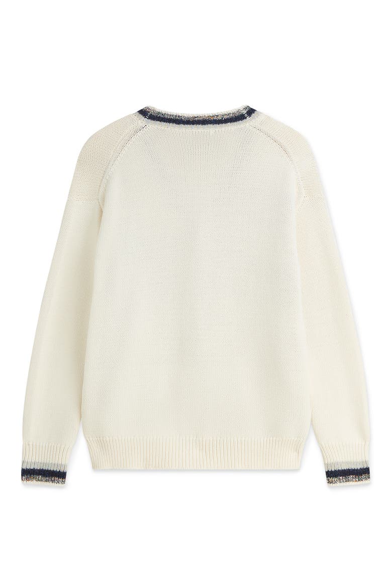 Intarsia Cotton Blend Cardigan, Alternate, color, EGGNOG