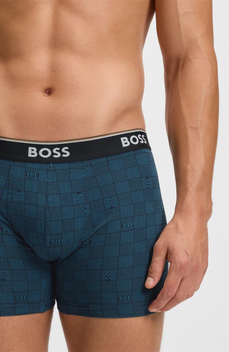 BOSS Assorted 3-Pack Power Stretch Cotton Boxer Briefs, Alternate, color, Blue Multi