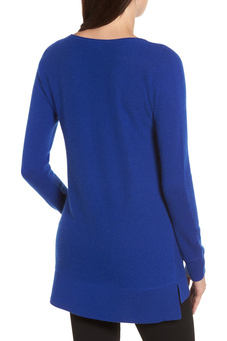 CASHMERE BLEND CURVED HEM TUNIC, Alternate, color, BLUE MAZARINE