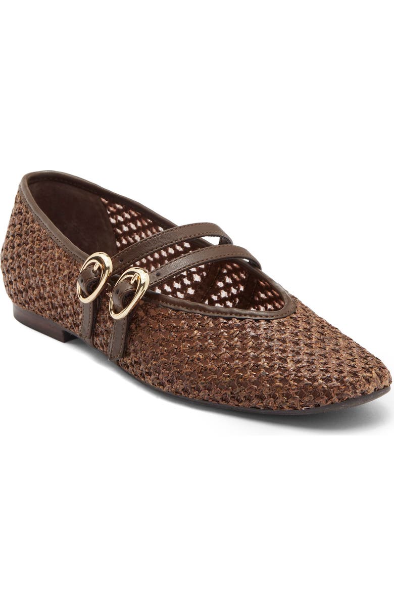 Dolce Vita Alenia Woven Mary Jane Flat, Main, color, Chocolate Raffia