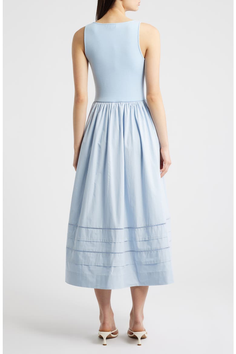 Sleeveless Mixed Media Midi Dress, Alternate, color, LIGHT BLUE