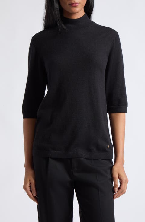 Fine Gauge Cashmere Mock Neck Top