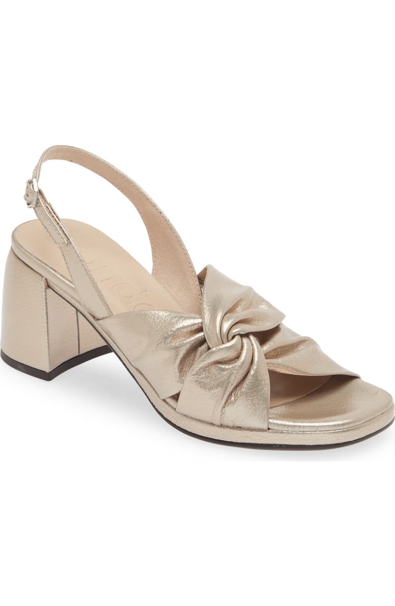 Wonders Knot Detail Block Heel Sandal, Main, color, Platino