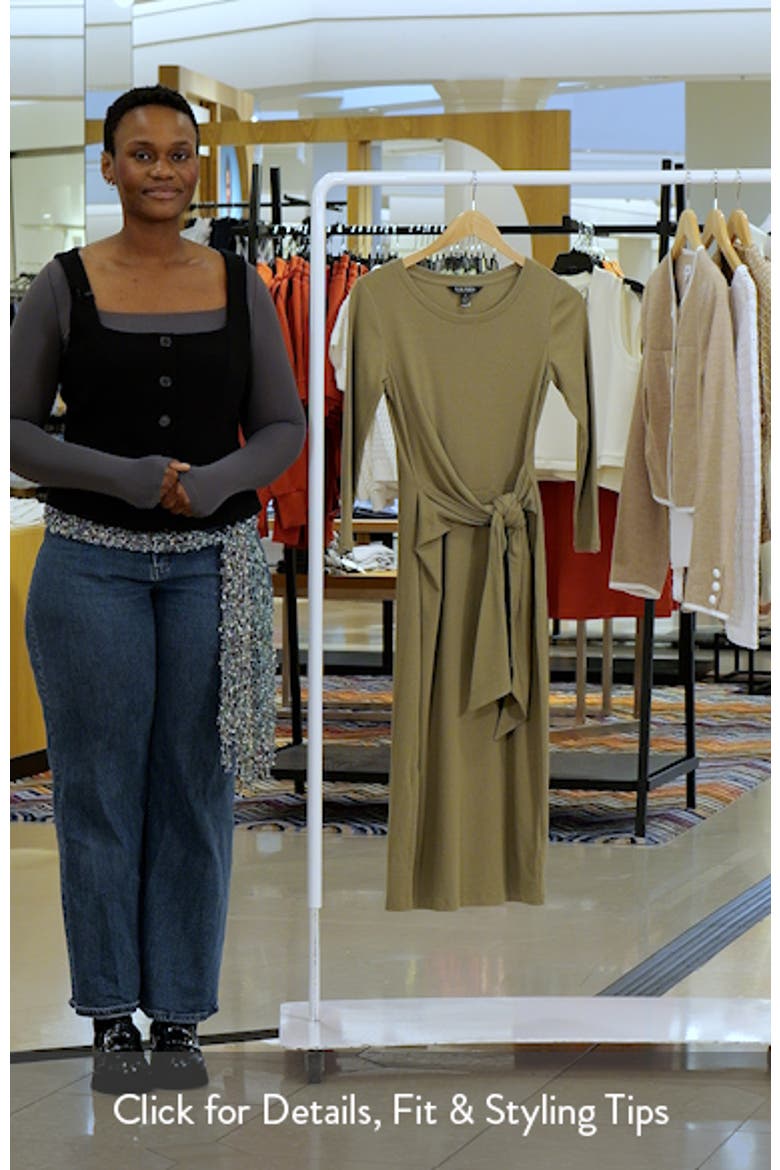 Long Sleeve Tie Waist Midi Dress video
