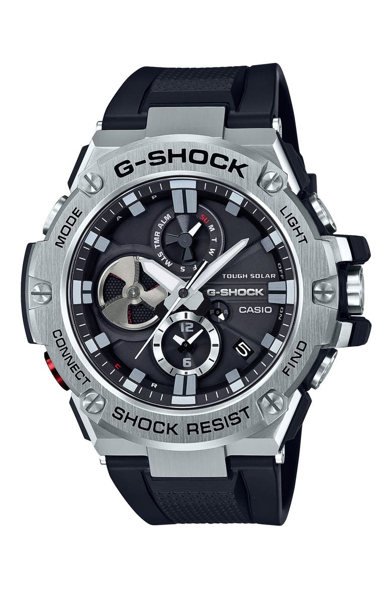 G-Steel Chronograph Watch, 53.8mm, Main, color, BLACK/ SILVER