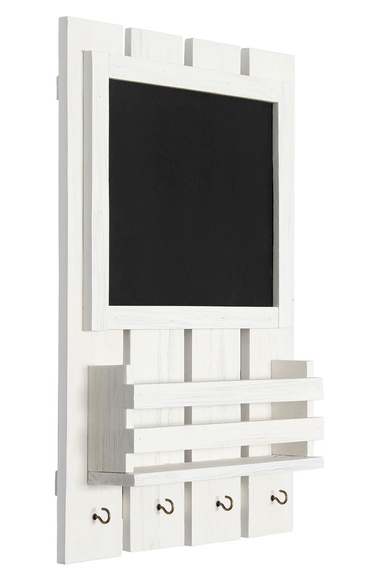 LALIA HOME Chalkboard Sign Key Holder Wall Organizer, Alternate, color, White Wash
