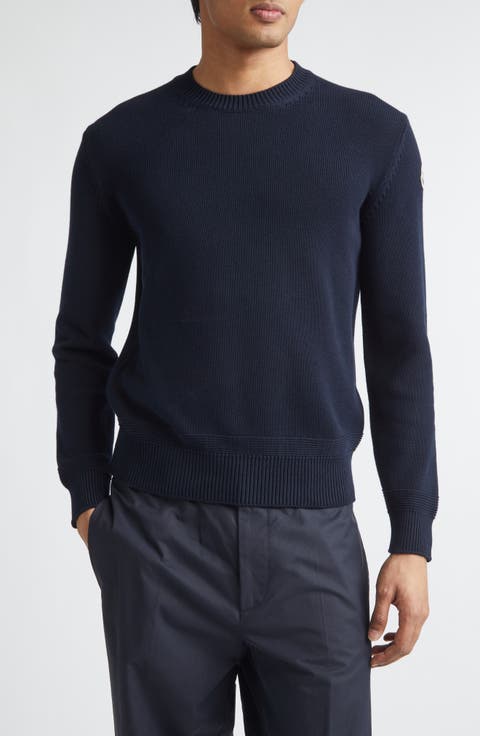 Logo Patch Cotton Crewneck Sweater