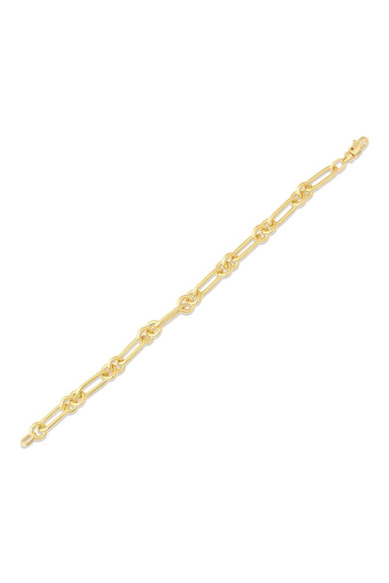 18k Gold Round & Paperclip Link Bracelet, Main, color, YELLOW