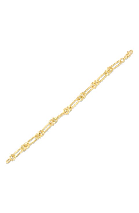 18k Gold Round & Paperclip Link Bracelet