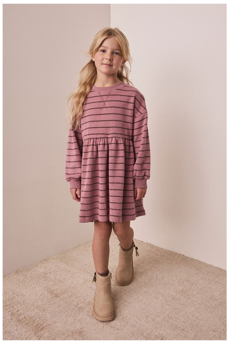 Kids' Stripe Sweatshirt Dress, Alternate, color, PINK