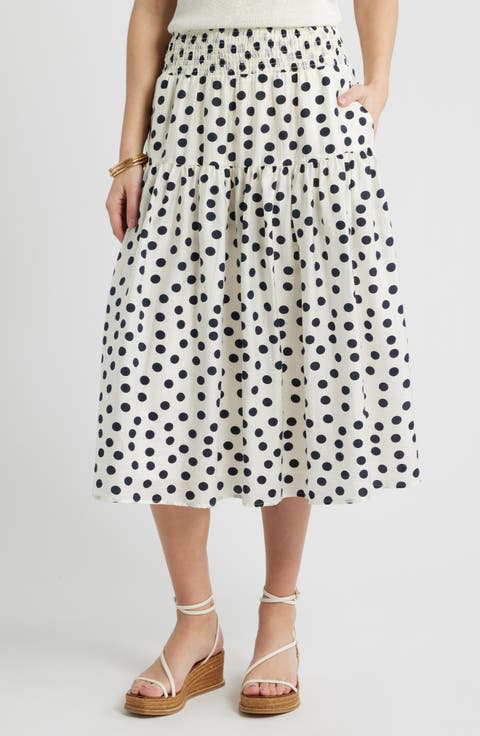 Tiered Print Midi Skirt