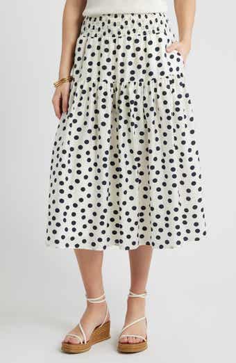 Tiered Print Midi Skirt