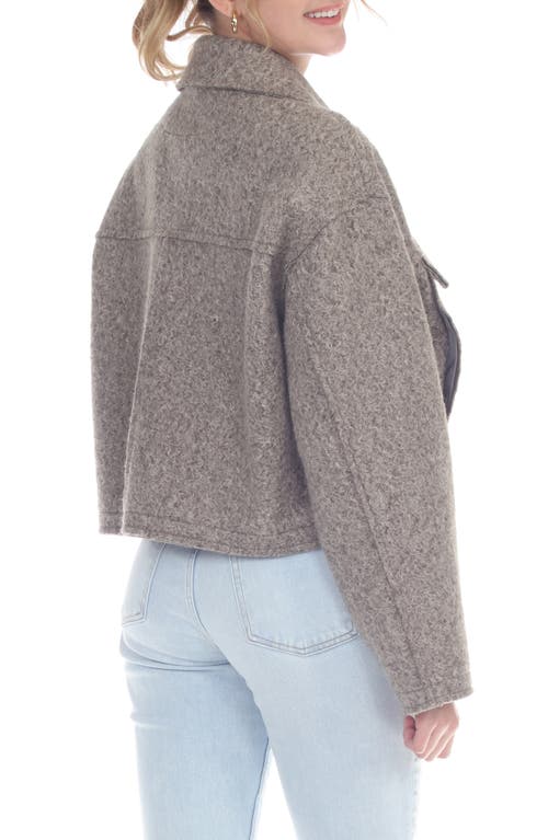 Rain And Rose Boiled Faux Shearling Crop Utility Jacket In Gray