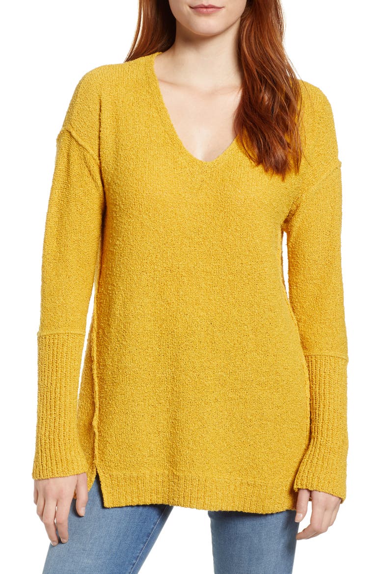 Bouclé Tunic Sweater, Main, color, YELLOW GOLD