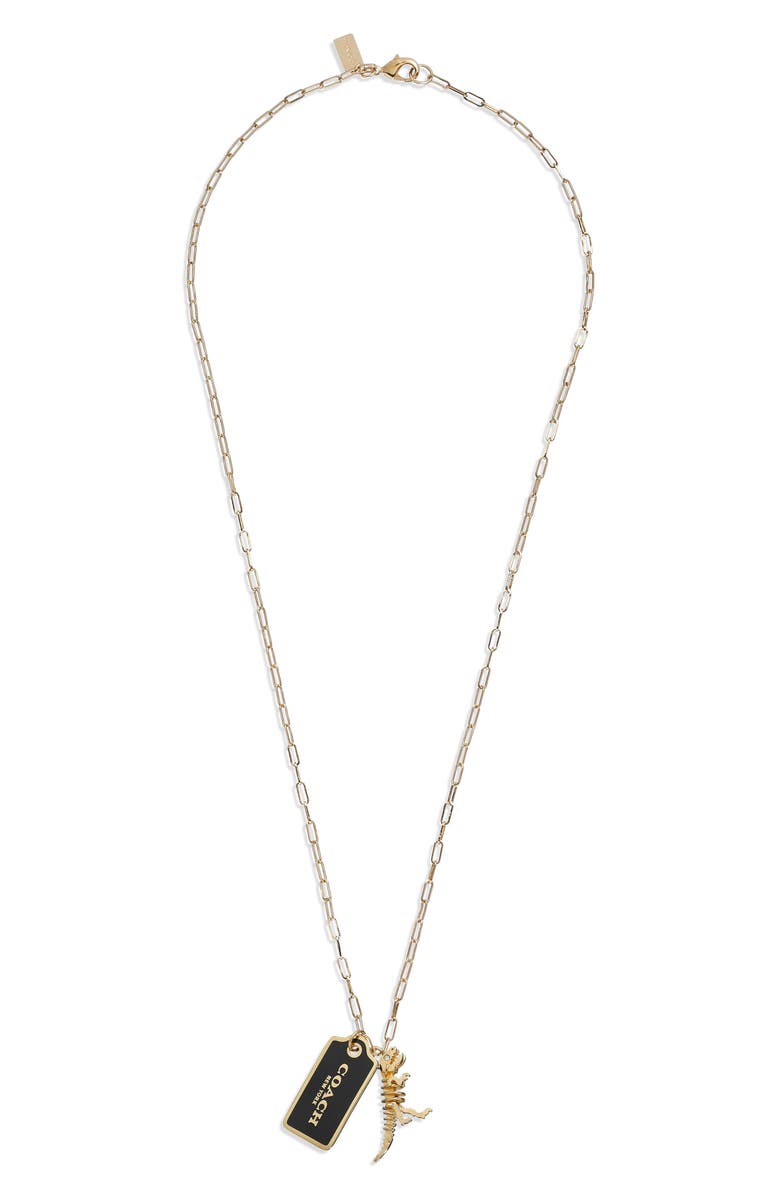 COACH Charm Necklace, Alternate, color, Black