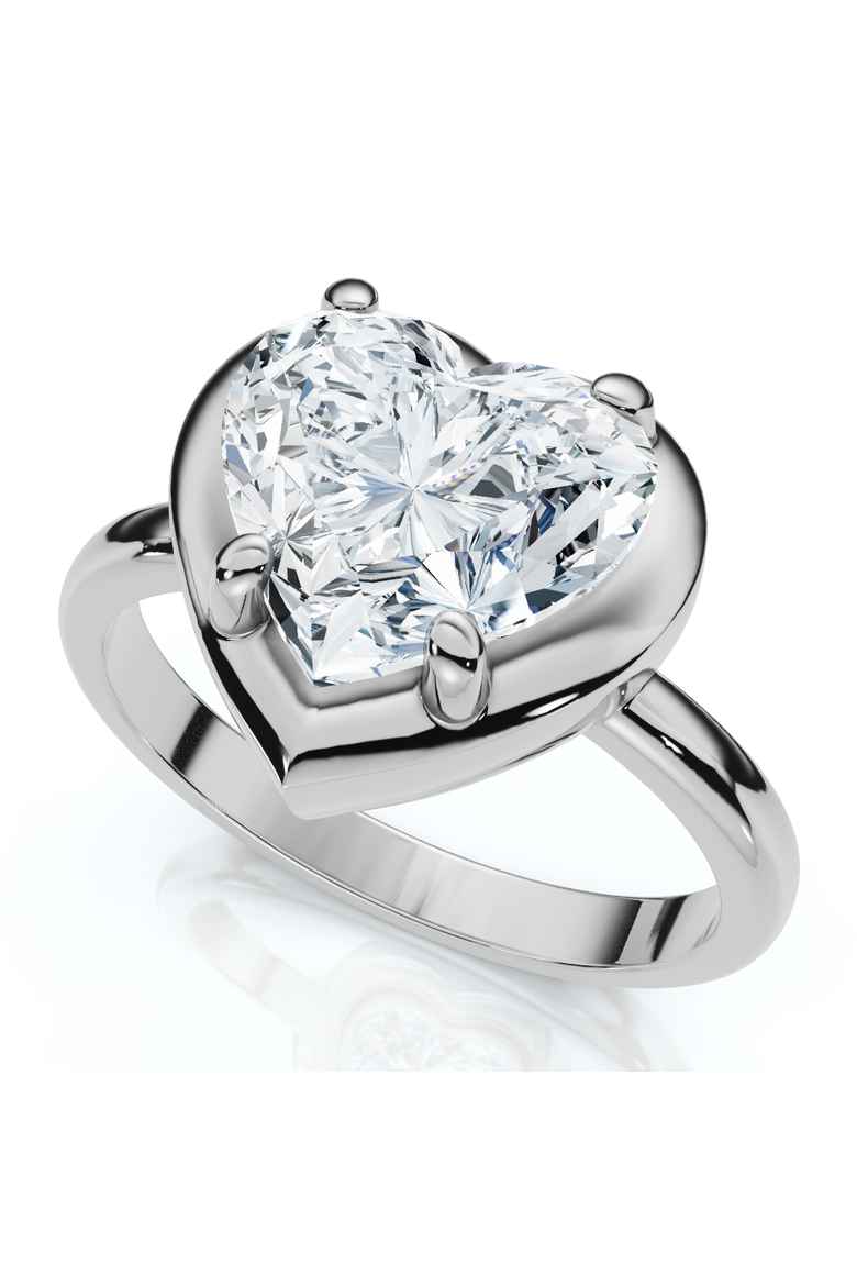 Certified 2 1/2Ct Heart Diamond Button Engagement Ring 14k Gold or Pt Lab Grown, Alternate, color, 14k White Gold