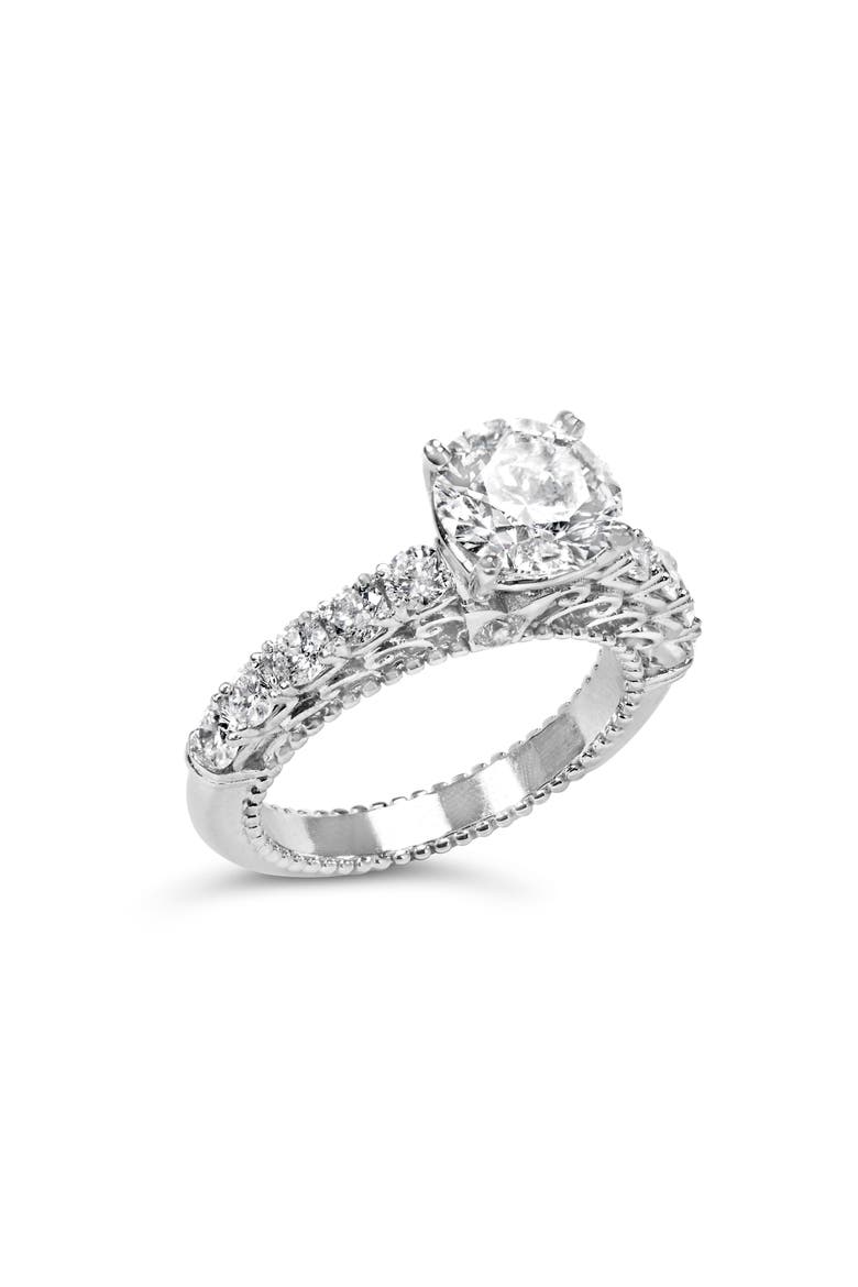 14K White Gold 3 1/5 Cttw Lab Grown Diamond Vintage Style Engagement Ring, Alternate, color, White