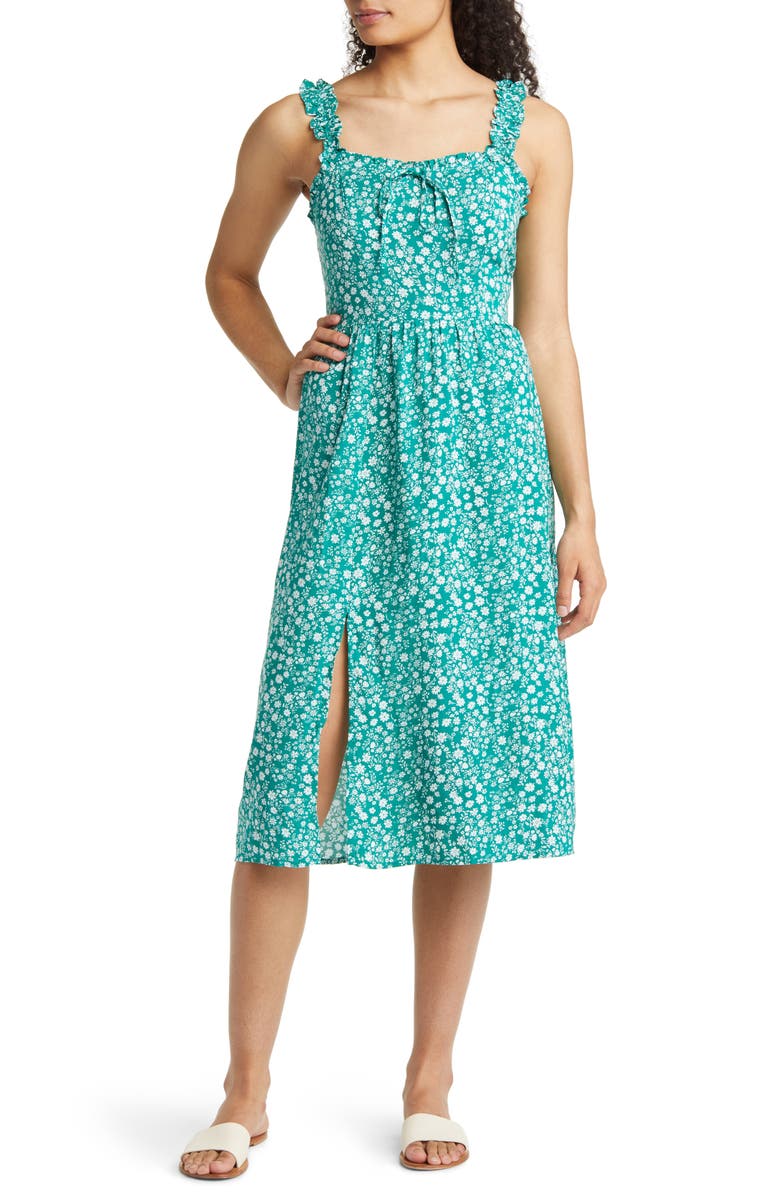 Harlow & Rose Floral Elastic Ruffle Strap A-Line Dress, Main, color, 