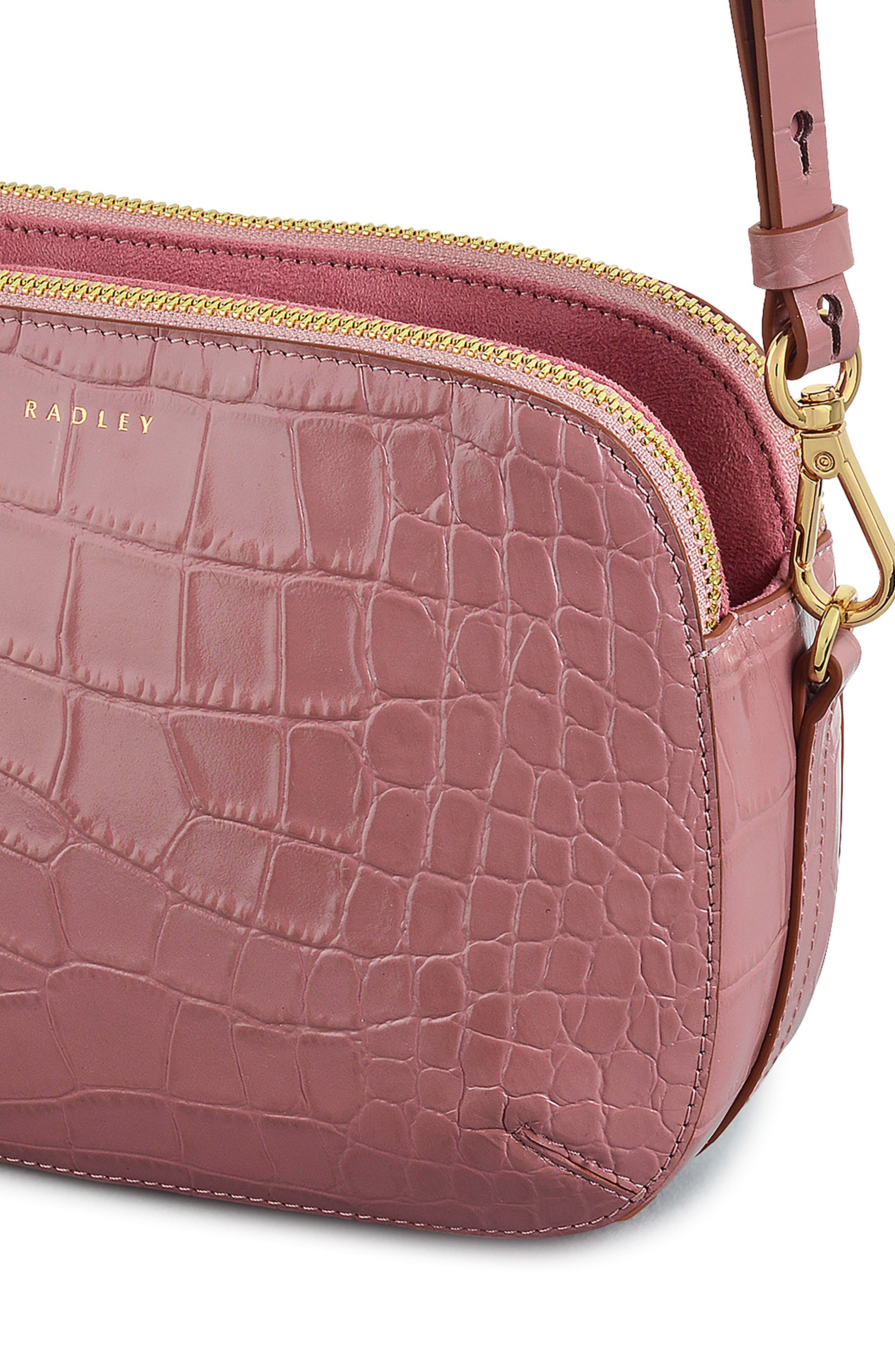 Radley Medium Duke's Place Croc Embossed Leather Crossbody Bag, Alternate, color, French Rose