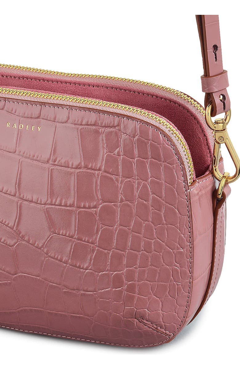 Radley Medium Duke's Place Croc Embossed Leather Crossbody Bag, Alternate, color, French Rose