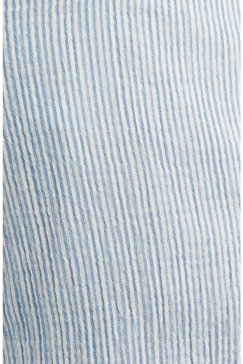 Linen Look Stripe Flat Front Cotton Seersucker Shorts, Alternate, color, NAVY