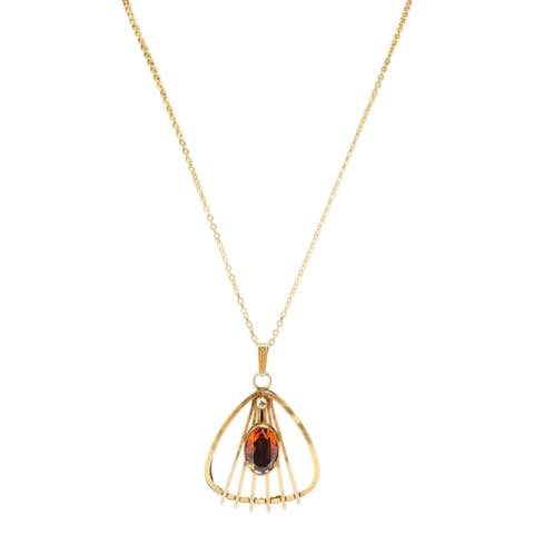 Vintage Art Deco Modernist Pendant  Antique Goldtone