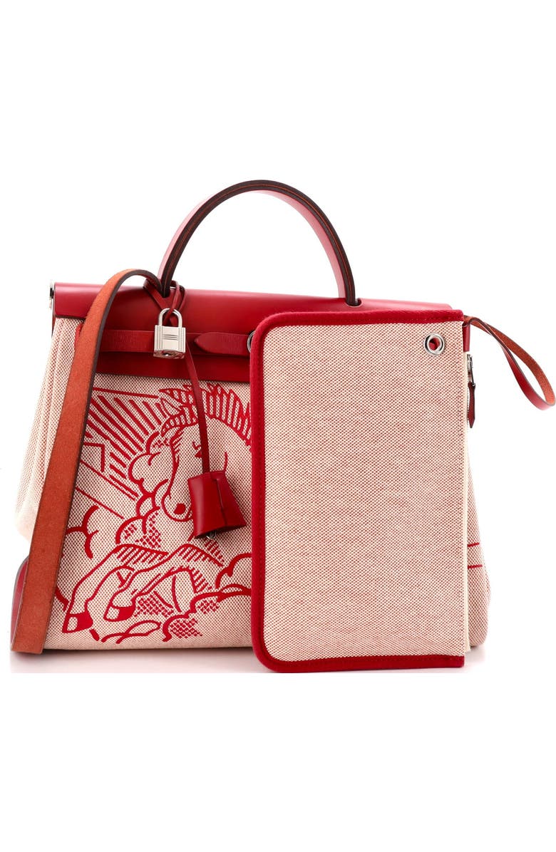 Pre-Owned Hermes Herbag Zip Pegase Pop Toile and Leather 31, Alternate, color, Rouge Piment