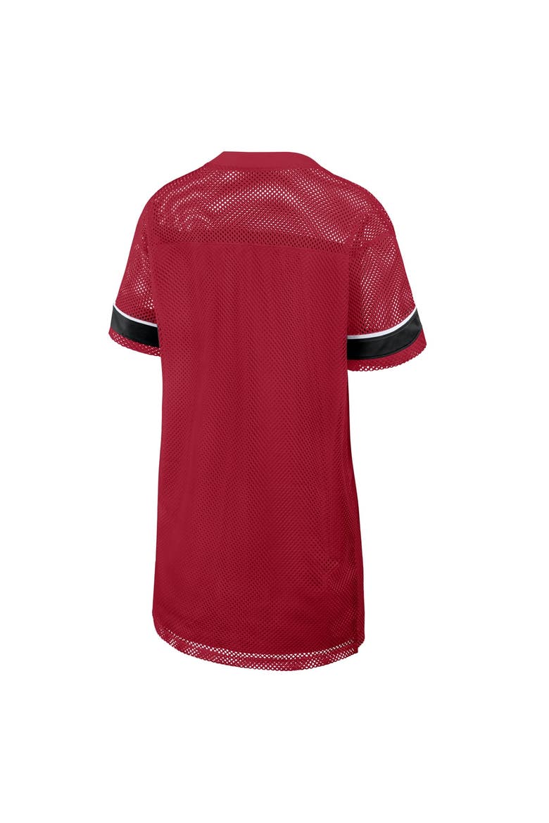 Women's Fanatics  Scarlet San Francisco 49ers Oversized Team First Deep Route Mesh V-Neck Dress, Alternate, color, Scarlet
