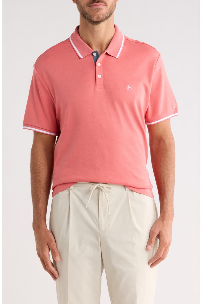 Tipped Cotton Interlock Polo, Main, color, FADED ROSE