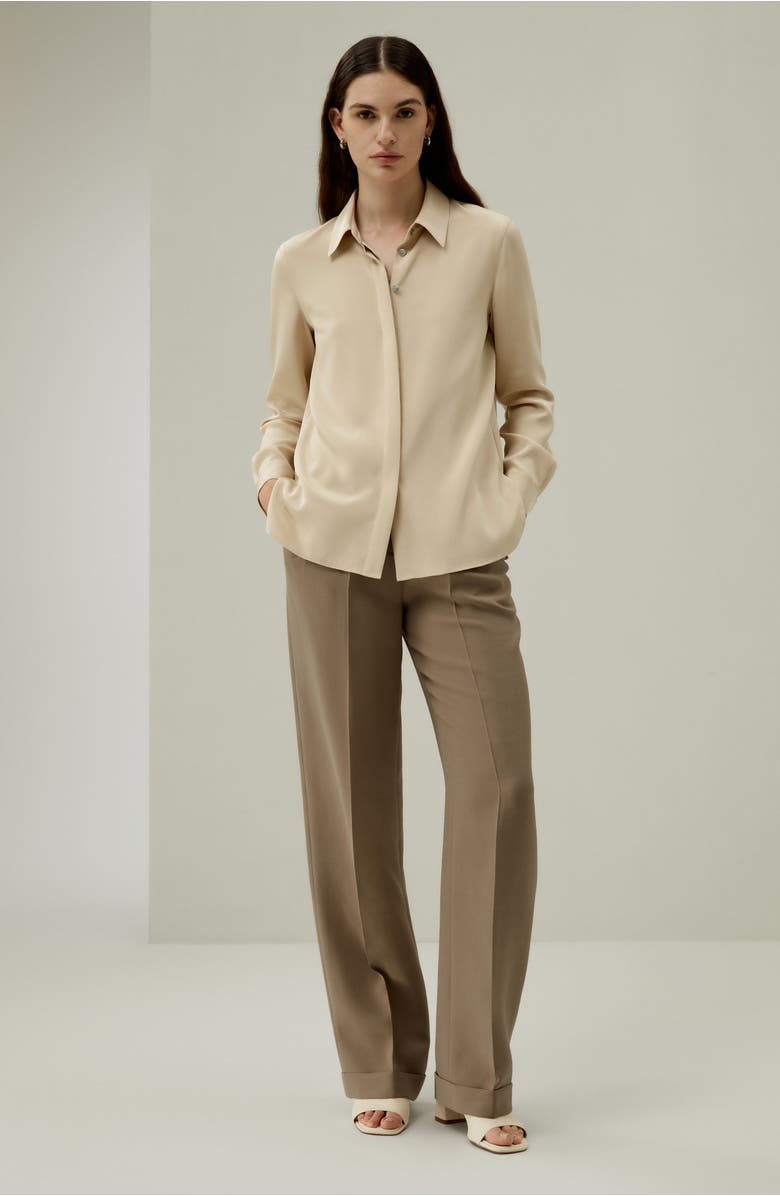 Lilysilk Graceful Button Up Silk Blouse, Alternate, color, Dune