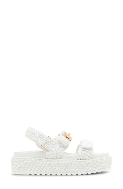 Steve Madden Bigmona Raffia Slingback Platform Sandal In White