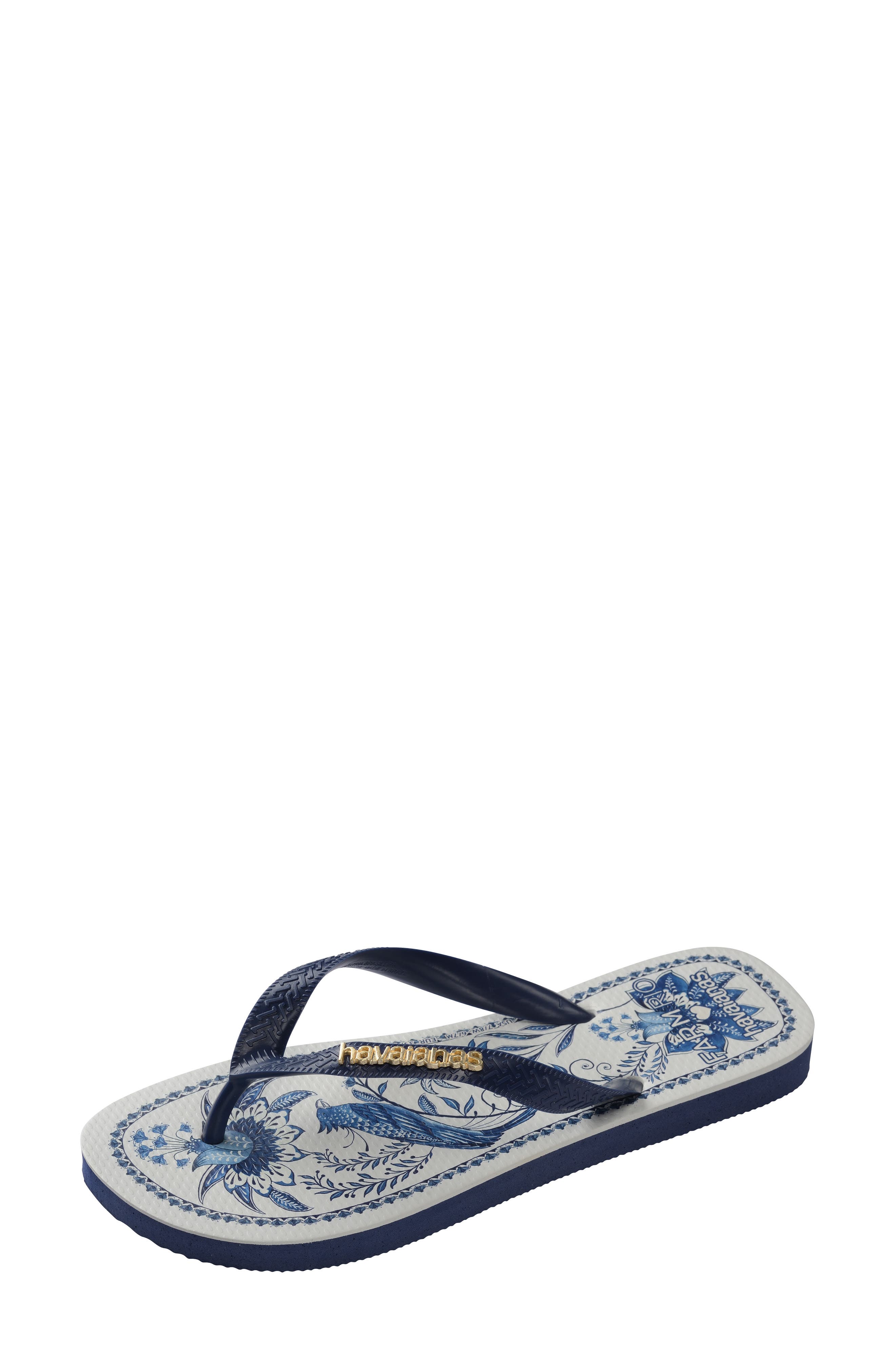 Havaianas x FARM Rio Nina Flip Flop, Alternate, color, Navy Blue