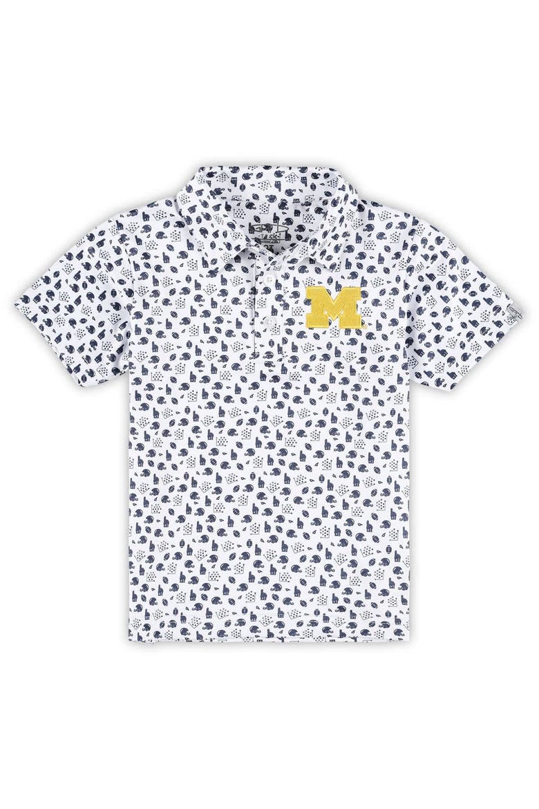 Toddler Garb White Michigan Wolverines Earnest Allover Print Polo, Main, color, White