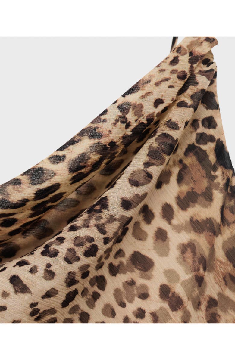 MANGO Animal Print Ruffle Slipdress, Alternate, color, Ecru