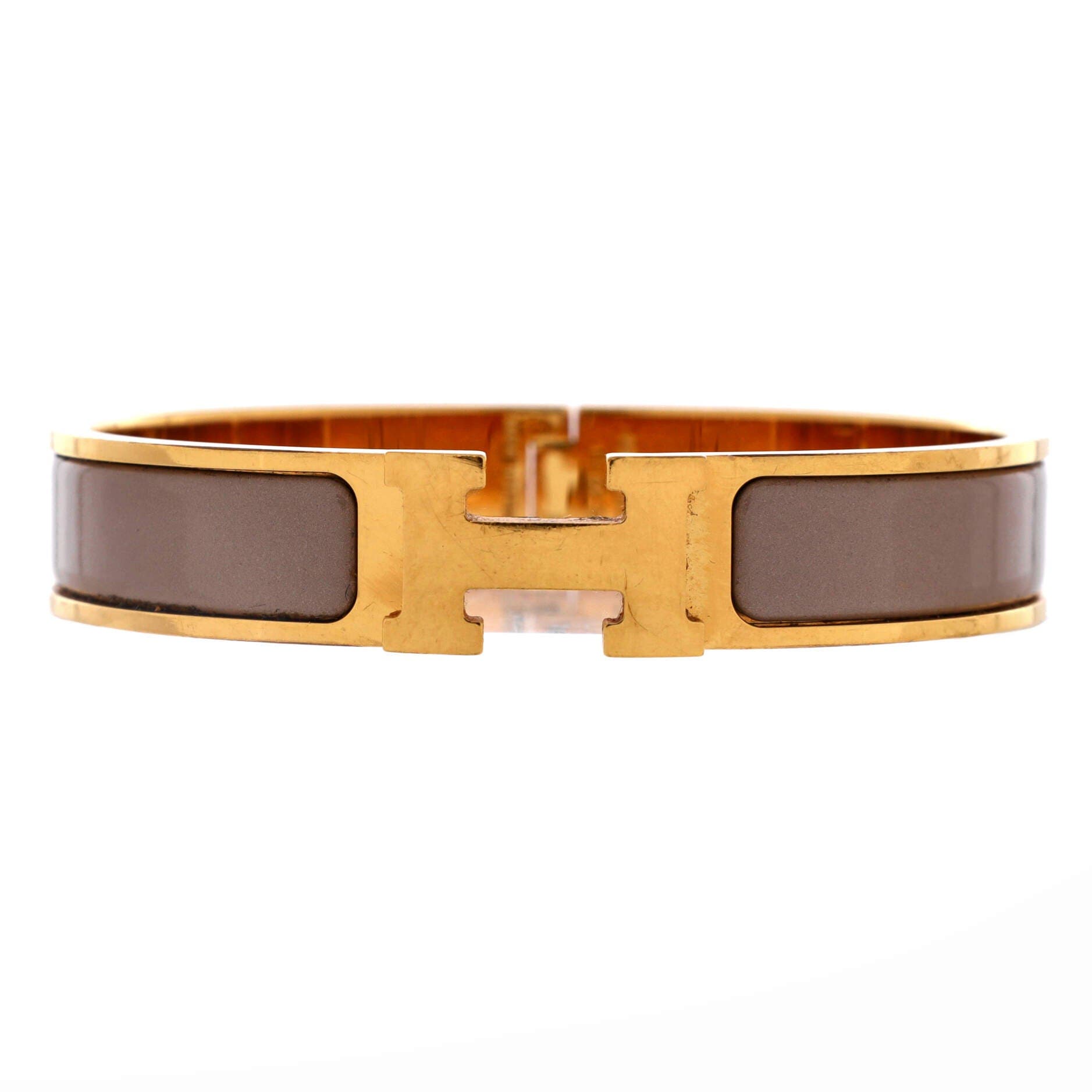 Clic H Bracelet Enamel Narrow, Main, color, Metallic Gold