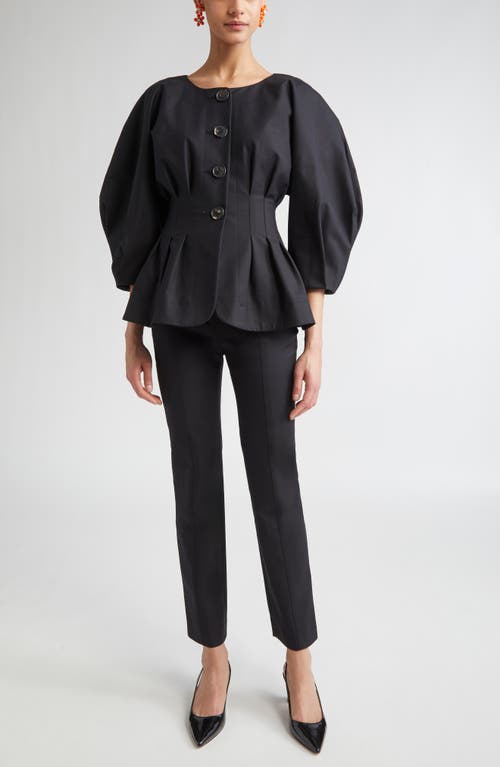 Carolina Herrera Pleated Cotton-blend Sateen Jacket In Blue
