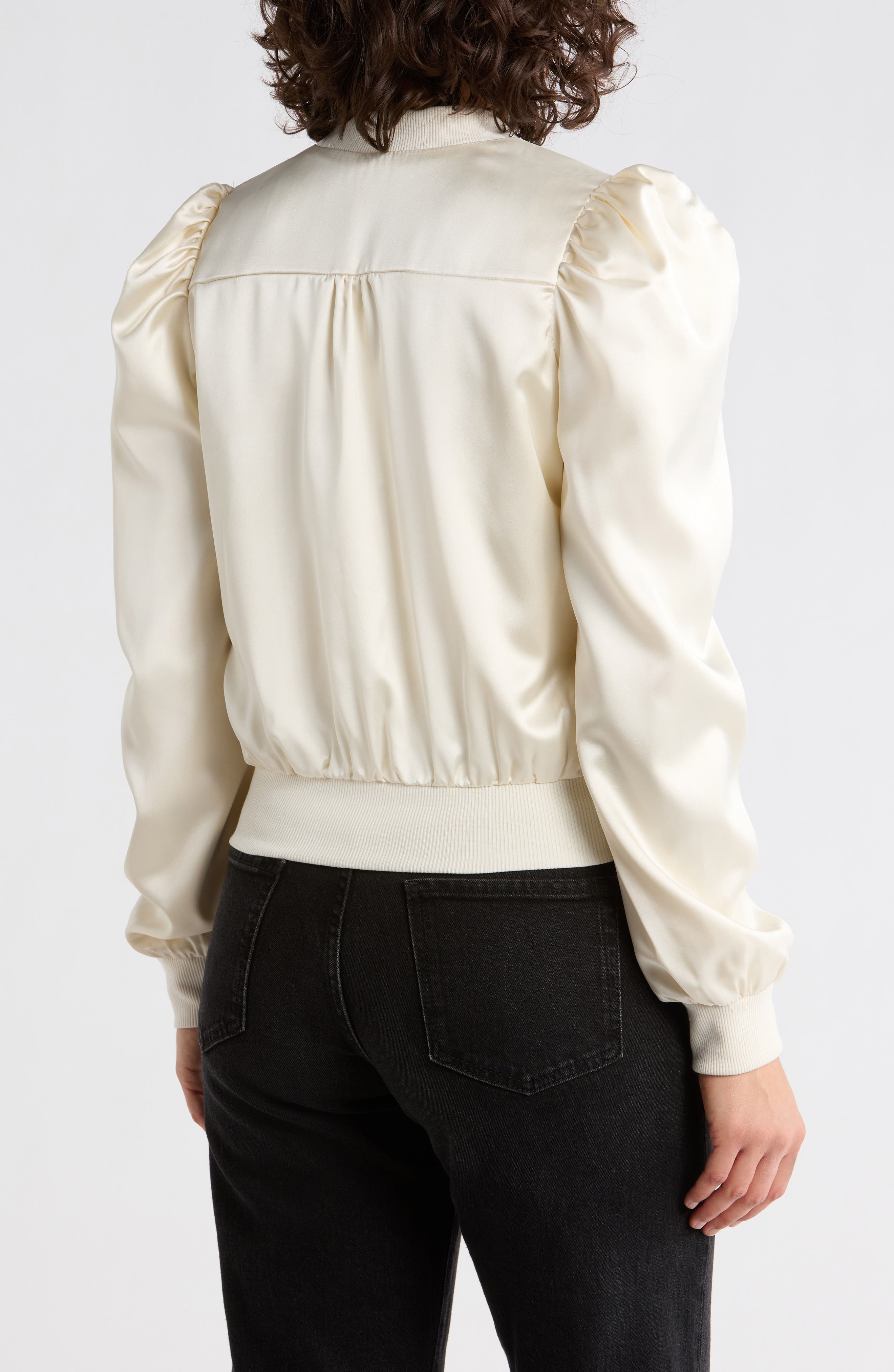 Amma Crop Satin Bomber Jacket - image 4