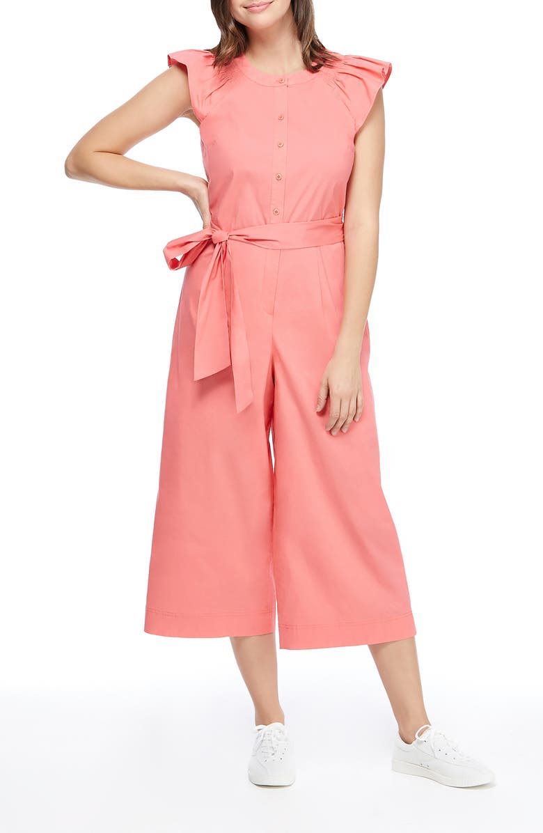 Gal Meets Glam Collection Saffron Flutter Sleeve Crop Jumpsuit, Alternate, color, 