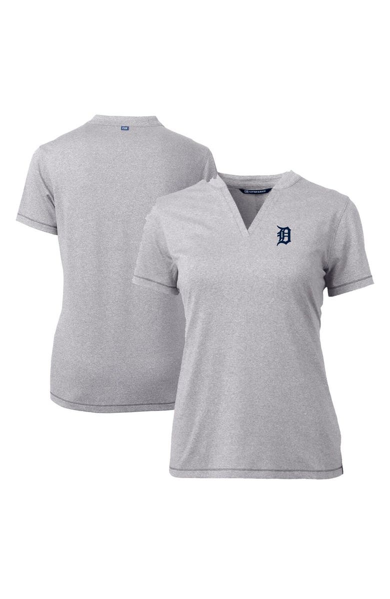 Cutter & Buck Women's Cutter & Buck Heather Gray Detroit Tigers DryTec Forge Stretch V-Neck Blade Top, Main, color, Heather Gray