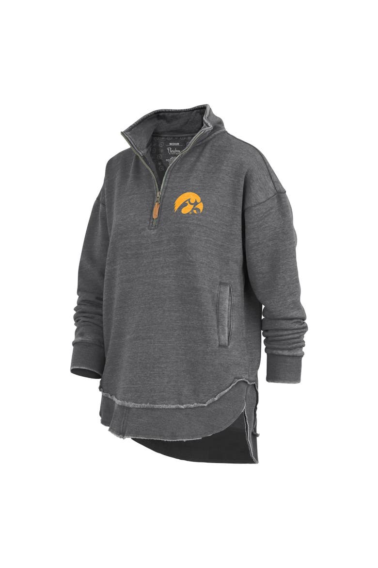 Women's Pressbox Black Iowa Hawkeyes Northfork Sojourn Poncho Quarter-Zip Sweatshirt, Alternate, color, Black