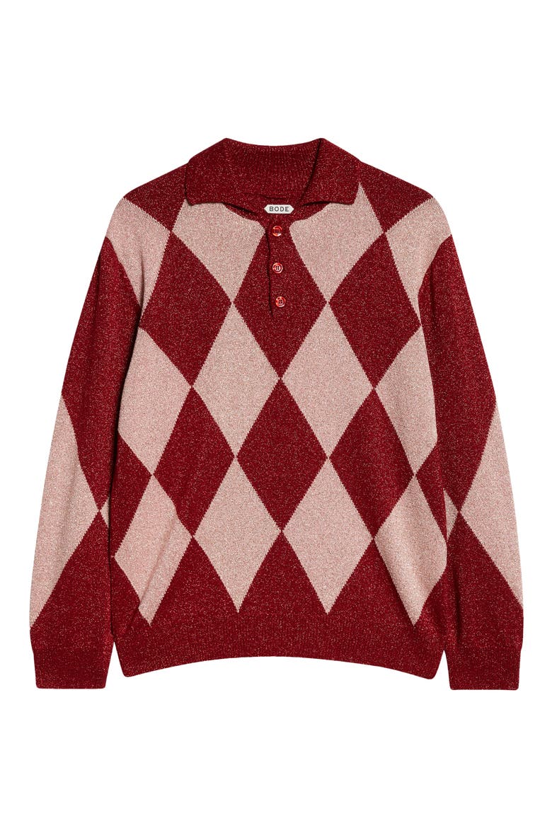 Jockey Metallic Argyle Polo, Alternate, color, PINK MULTI