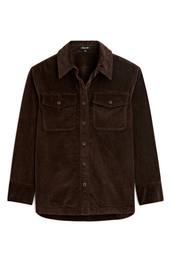 Shop Madewell Corduroy Relaxed Shirt Jacket In Dark Carob