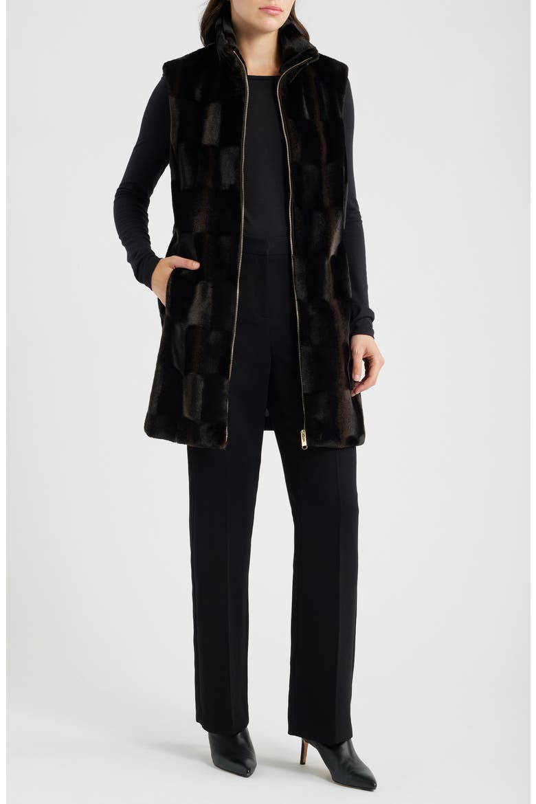 Faux Fur Vest, Alternate, color, BLACK OMBRE