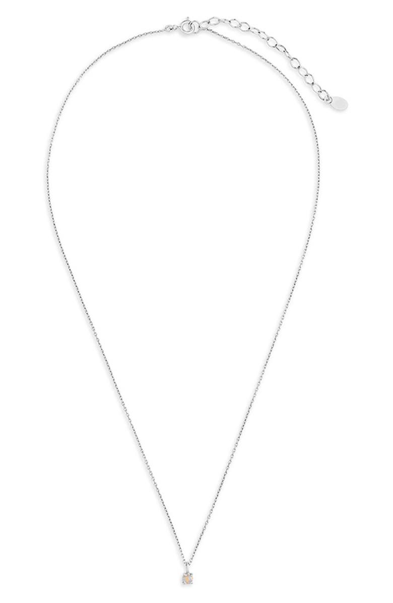 Sterling Forever Sterling Silver Mini Simulated Opal Pendant Necklace, Alternate, color, Silver