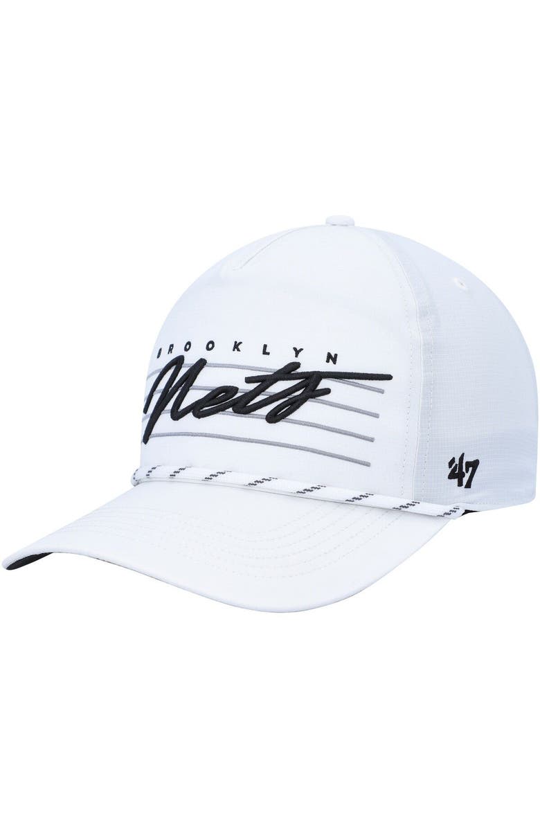 '47 Men's '47  White Brooklyn Nets Downburst Hitch Snapback Hat, Main, color, 