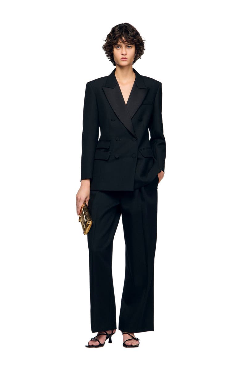 SANDRO Tuxedo jacket with satin collar, Alternate, color,